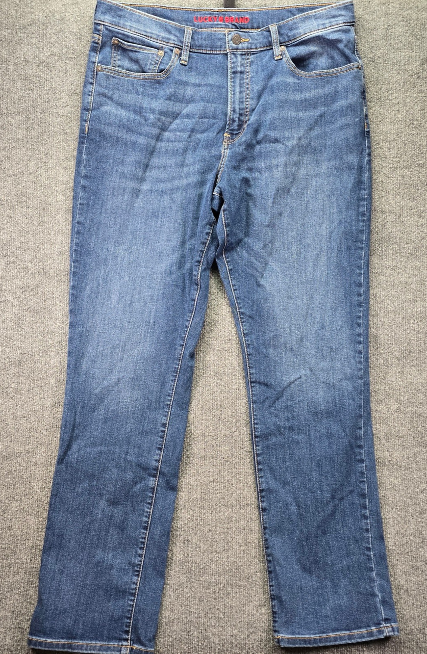 Lucky Brand 410 Jeans 36x34 Medium Wash Blue Denim Athletic Straight Leg Stretch